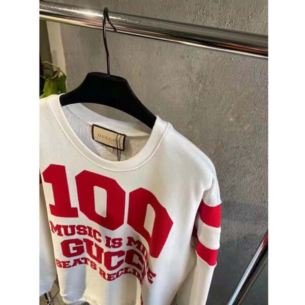 Gucci GG Men Gucci 100 Cotton Sweatshirt Off-White Heavy Felted Jersey (1)