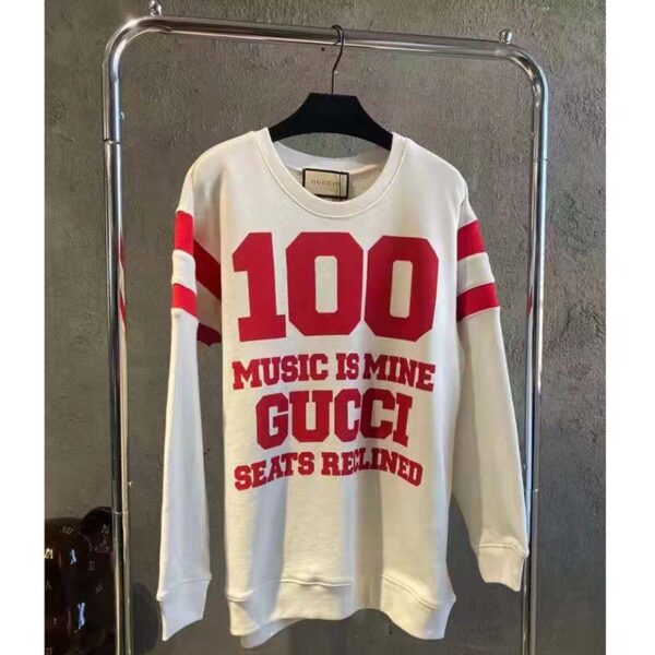 Gucci GG Men Gucci 100 Cotton Sweatshirt Off-White Heavy Felted Jersey (3)