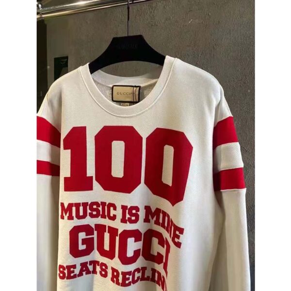 Gucci GG Men Gucci 100 Cotton Sweatshirt Off-White Heavy Felted Jersey (4)