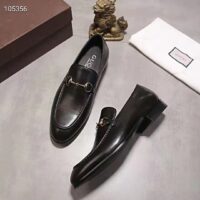 Gucci GG Men Gucci Jordaan Leather Loafer Black Leather Horsebit Blake Construction