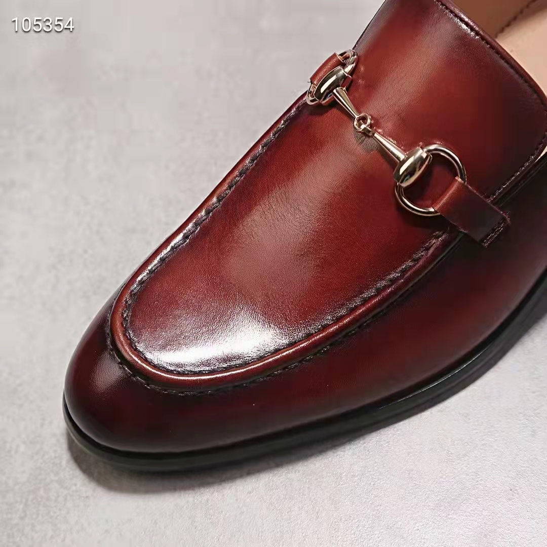 Gucci GG Men Jordaan Leather Loafer Dark Brown Leather Horsebit Blake Construction