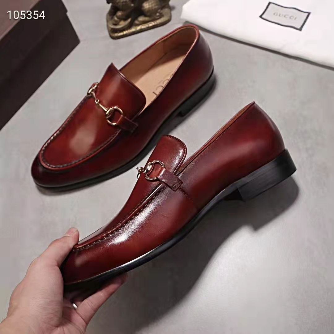 Gucci GG Men Jordaan Leather Loafer Dark Brown Leather Horsebit Blake Construction