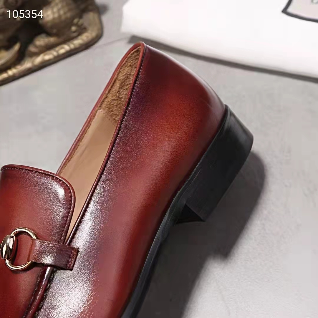 Gucci GG Men Jordaan Leather Loafer Dark Brown Leather Horsebit Blake Construction