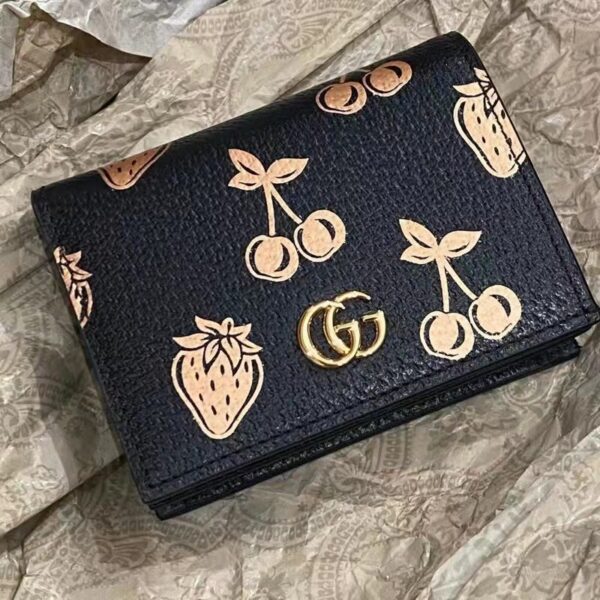 Gucci GG Unisex GG Marmont Berry Card Case Wallet Black Double G (3)