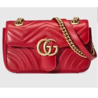 Gucci GG Women GG Marmont Matelassé Mini Bag Red Double G (19)