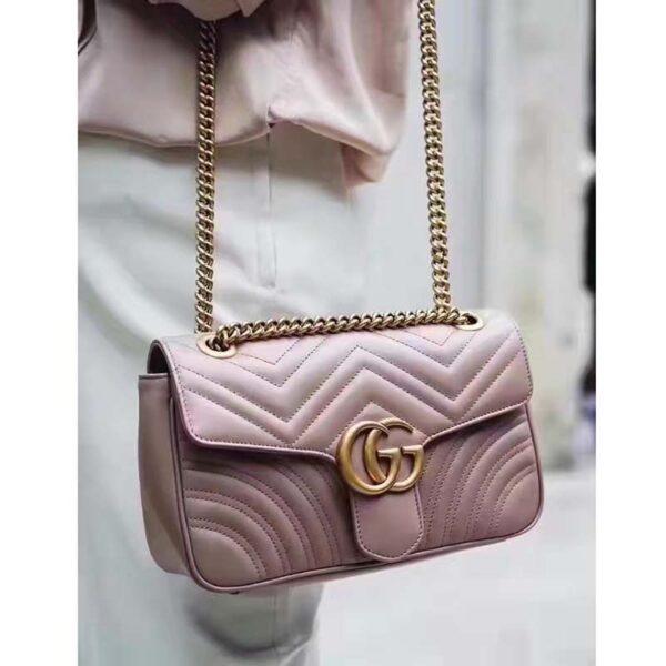 Gucci GG Women GG Marmont Small Matelassé Shoulder Bag Pink Double G (2)