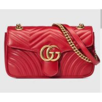 Gucci GG Women GG Marmont Small Matelassé Shoulder Bag Red Double G