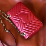 Gucci GG Women GG Marmont Small Matelassé Shoulder Bag Red Double G – Bild 4