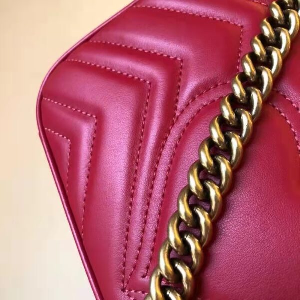 Gucci GG Women GG Marmont Small Matelassé Shoulder Bag Red Double G (15)