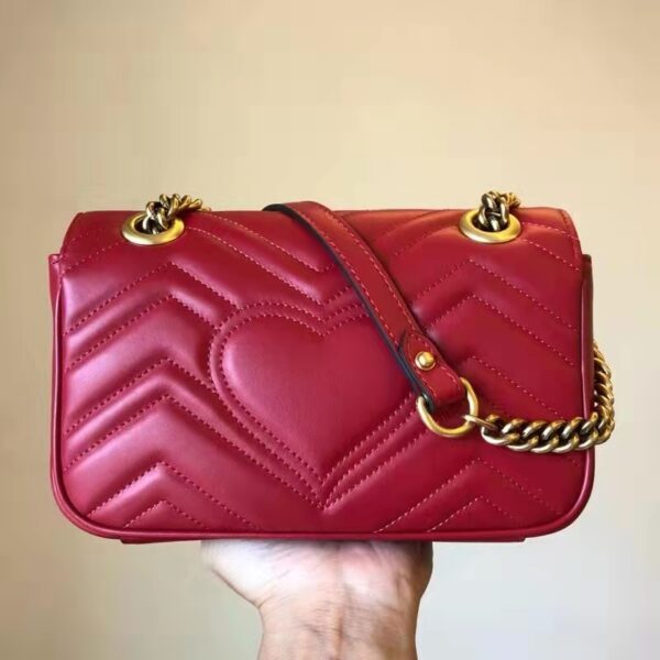 Gucci GG Women GG Marmont Small Matelassé Shoulder Bag Red Double G (3)