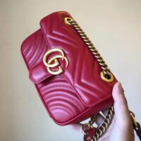 Gucci GG Women GG Marmont Matelassé Mini Bag Red Double G (19)