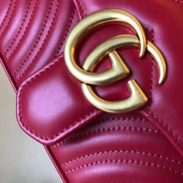 Gucci GG Women GG Marmont Small Matelassé Shoulder Bag Red Double G (5)