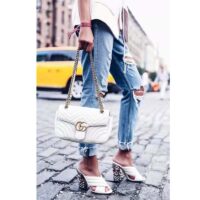 Gucci GG Women GG Marmont Small Matelassé Shoulder Bag White Double G