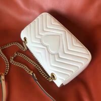 Gucci GG Women GG Marmont Small Matelassé Shoulder Bag White Double G