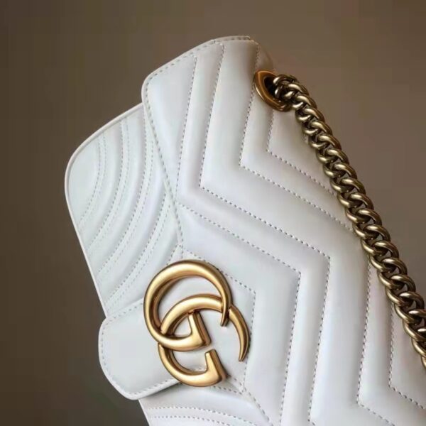 Gucci GG Women GG Marmont Small Matelassé Shoulder Bag White Double G (19)