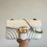 Gucci GG Women GG Marmont Small Matelassé Shoulder Bag White Double G – Bild 5