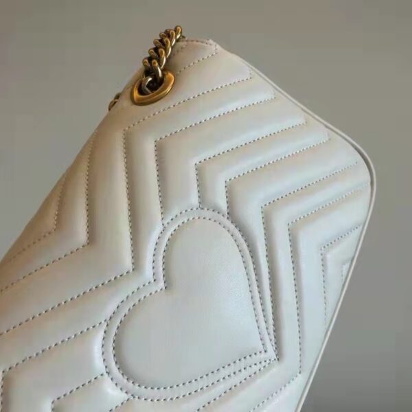 Gucci GG Women GG Marmont Small Matelassé Shoulder Bag White Double G (25)