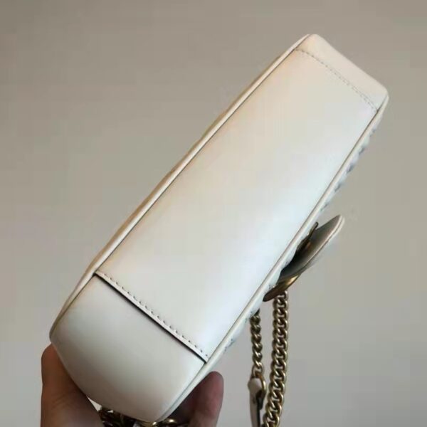 Gucci GG Women GG Marmont Small Matelassé Shoulder Bag White Double G (27)