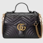 Gucci GG Women GG Marmont Small Top Handle Bag Black Double G