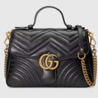 Gucci GG Women GG Marmont Small Top Handle Bag Black Double G