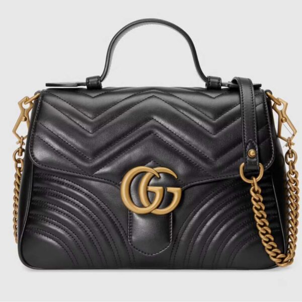 Gucci GG Women GG Marmont Small Top Handle Bag Black Double G (1)