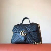 Gucci GG Women GG Marmont Small Top Handle Bag Black Double G (1)