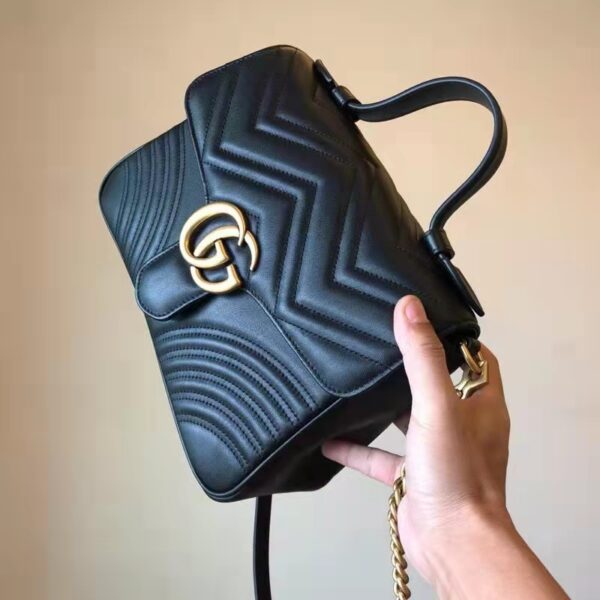 Gucci GG Women GG Marmont Small Top Handle Bag Black Double G (11)