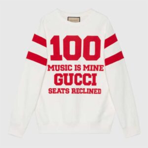 Gucci GG Women Gucci 100 Cotton Sweatshirt Off-White Heavy Felted Jersey