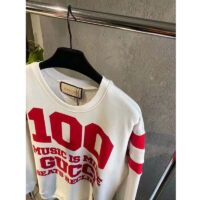 Gucci GG Women Gucci 100 Cotton Sweatshirt Off-White Heavy Felted Jersey (1)