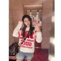 Gucci GG Women Gucci 100 Cotton Sweatshirt Off-White Heavy Felted Jersey (1)