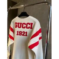 Gucci GG Women Gucci 100 Cotton Sweatshirt Off-White Heavy Felted Jersey (1)
