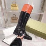 Gucci GG Women Knee-High Boot Harness Black Brown Leather Interlocking G – Bild 8