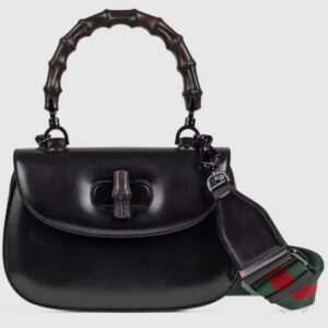 Gucci GG Women Small Top Handle Bag with Bamboo Black Leather (2)