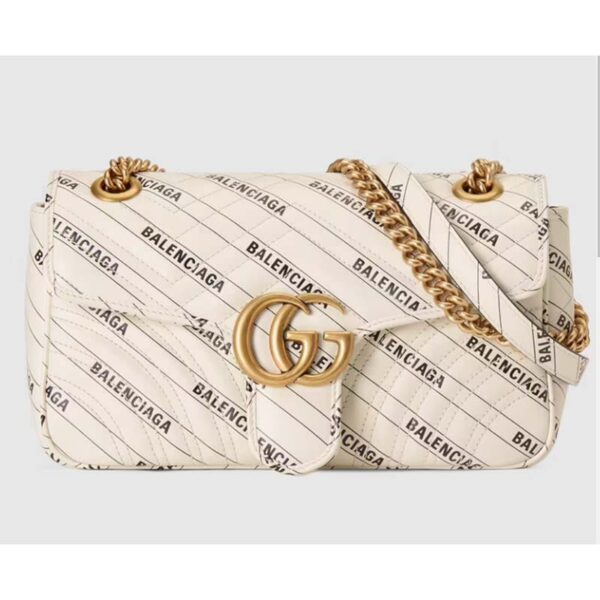 Gucci GG Women The Hacker Project Small GG Marmont Bag White Double G