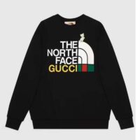 Gucci GG Women The North Face x Gucci Sweatshirt Black Cotton Jersey Crewneck Oversized Fit