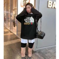 Gucci GG Women The North Face x Gucci Sweatshirt Black Cotton Jersey Crewneck Oversized Fit