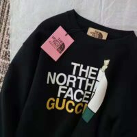 Gucci GG Men The North Face x Gucci Sweatshirt Black Cotton Jersey Crewneck Oversized Fit