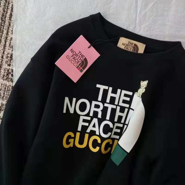 Gucci GG Women The North Face x Gucci Sweatshirt Black Cotton Jersey Crewneck Oversized Fit (8)