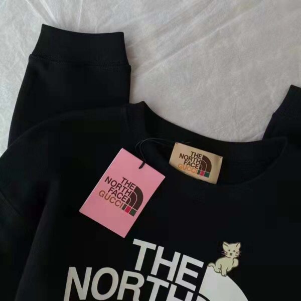 Gucci GG Women The North Face x Gucci Sweatshirt Black Cotton Jersey Crewneck Oversized Fit (9)