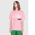 Gucci Men The North Face x Gucci T-Shirt Pink Cotton Jersey Oversize Fit Crewneck - Image 8