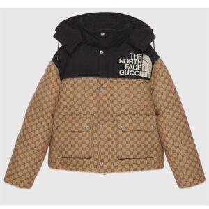 Gucci Men The North Face x Gucci Padded Jacket Beige Ebony GG Canvas