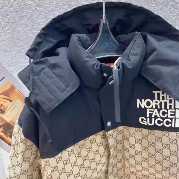 Gucci Men The North Face x Gucci Padded Jacket Beige Ebony GG Canvas (3)