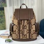 Gucci Unisex Backpack Jumbo GG Camel Ebony Canvas Brown Leather - Bild 2