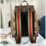 Gucci Unisex Backpack Jumbo GG Camel Ebony Canvas Brown Leather - Bild 5