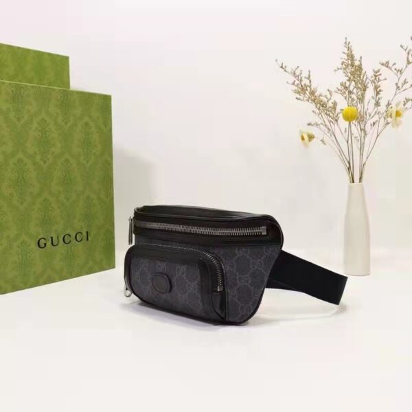 Gucci Unisex Belt bag Interlocking G Black GG Supreme Canvas (5)