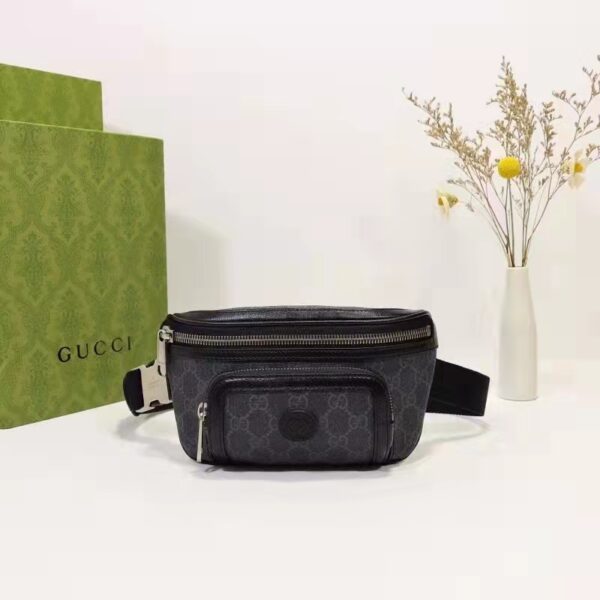 Gucci Unisex Belt bag Interlocking G Black GG Supreme Canvas (6)