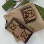 Gucci Unisex Diana Jumbo GG Card Case Camel Ebony Canvas Brown Leather - Bild 5