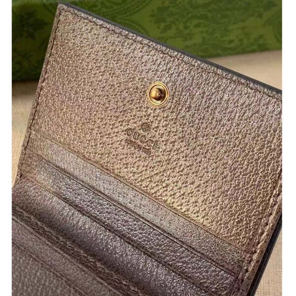 Gucci Unisex Diana Jumbo GG Card Case Camel Ebony Canvas Brown Leather (7)