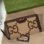 Gucci Unisex Diana Jumbo GG Wallet Camel Ebony Canvas Brown Leather - immagine 2