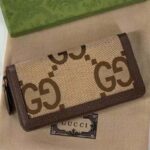 Gucci Unisex Diana Jumbo GG Wallet Camel Ebony Canvas Brown Leather - immagine 3